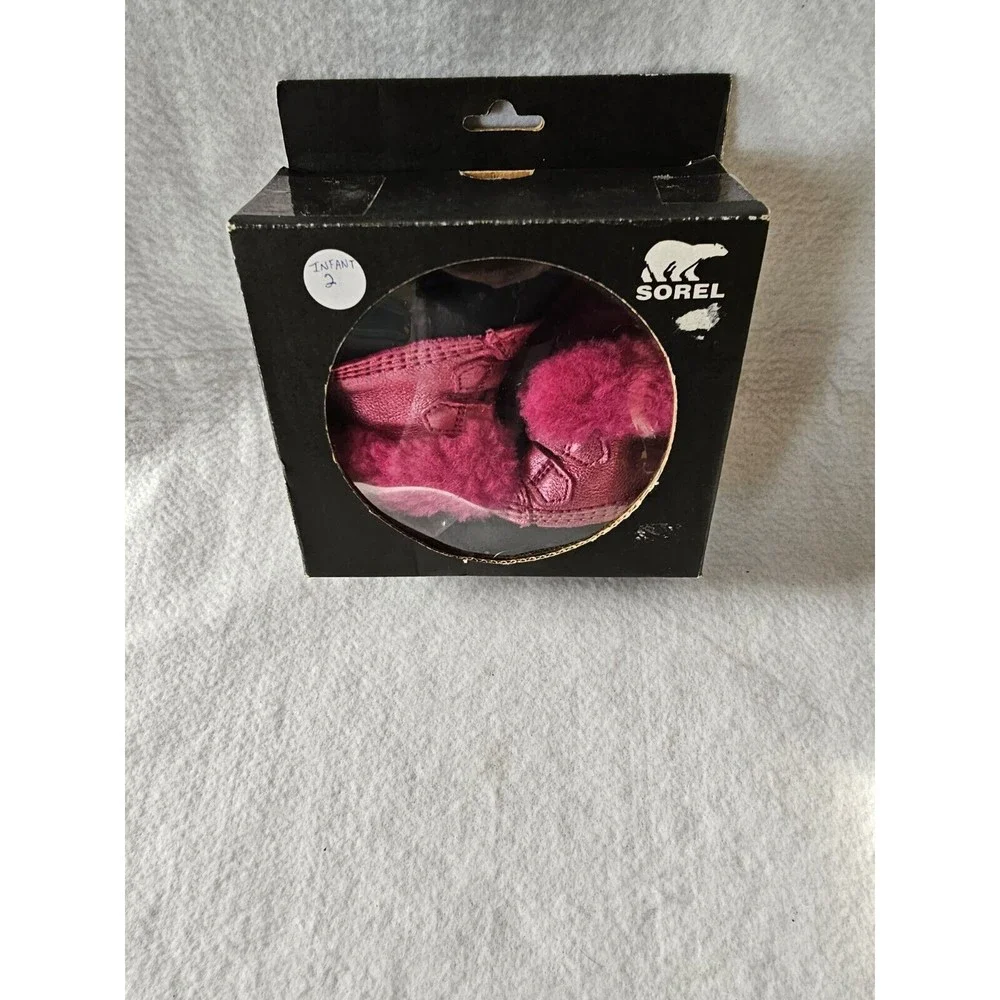 SOREL CARIBOOTIE NEWBORN BOOTIES SHOES BOOTS PINK ICE Infant Size 2